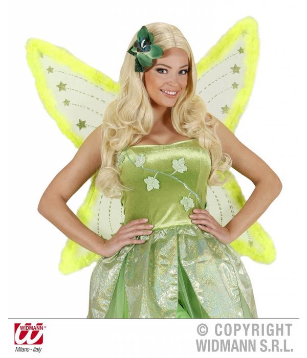 Maxi vleugel glittergroen met marabou