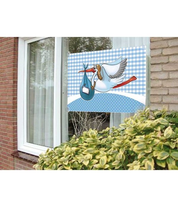Geboorte Jongen Raamvlag Ooievaar 60x90cm