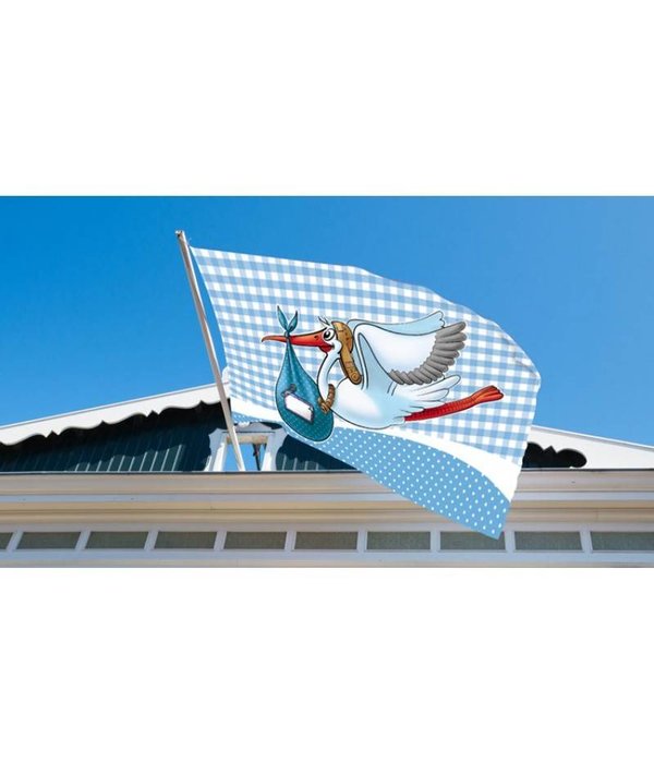 Geboorte Jongen Raamvlag Ooievaar 60x90cm