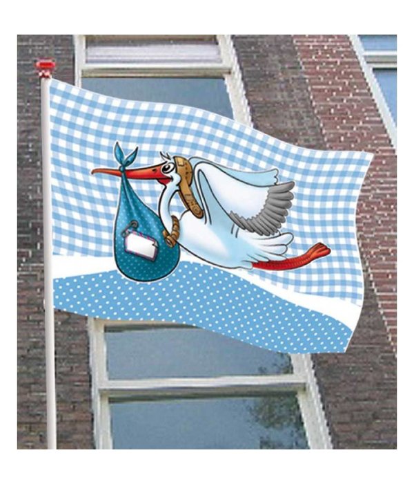 Geboorte Jongen Raamvlag Ooievaar 60x90cm