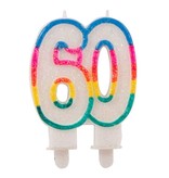 Glitterkaarsje met houder 60 jaar