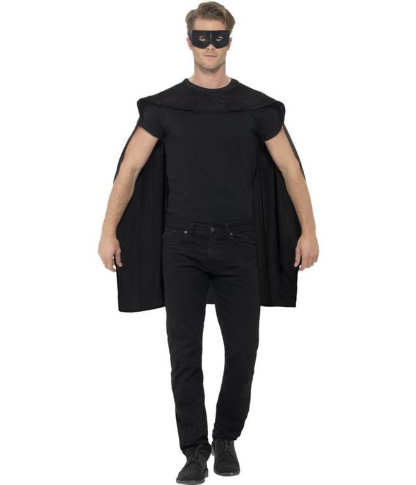 Superhero cape met masker zwart