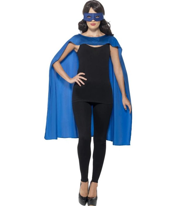 Superhero cape met masker blauw
