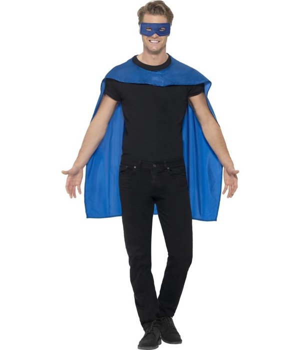 Superhero cape met masker blauw
