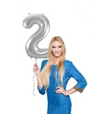 Zilveren Folieballon Cijfer 2 - 86 cm