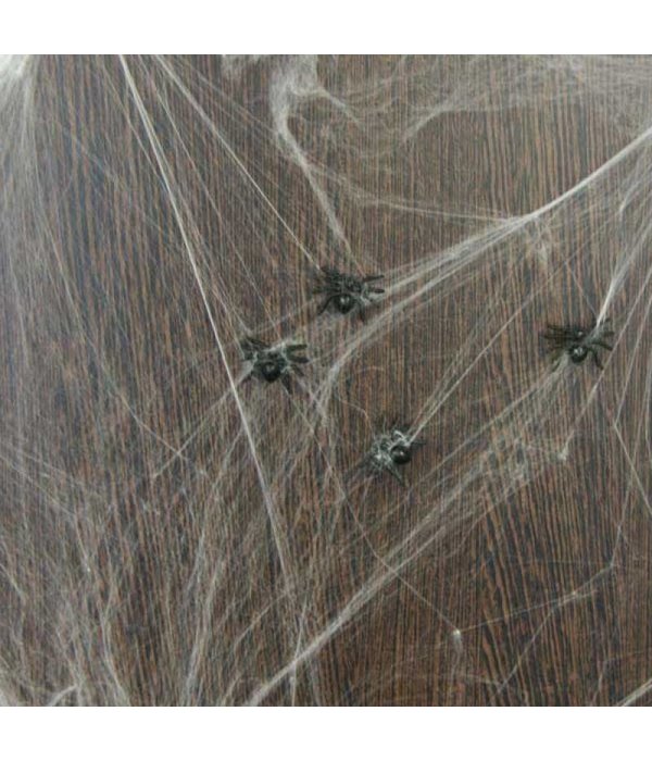Spinnenweb 20 gram met 6 spinnen