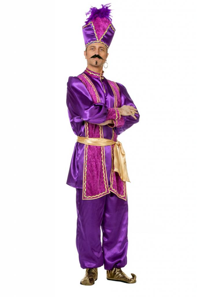 Wilbers - 1001 Nacht & Arabisch & Midden-Oosten Kostuum - Paarse Hoogheid Sultan, Paars - Man - paars - Maat 52 - Carnavalskleding - Verkleedkleding