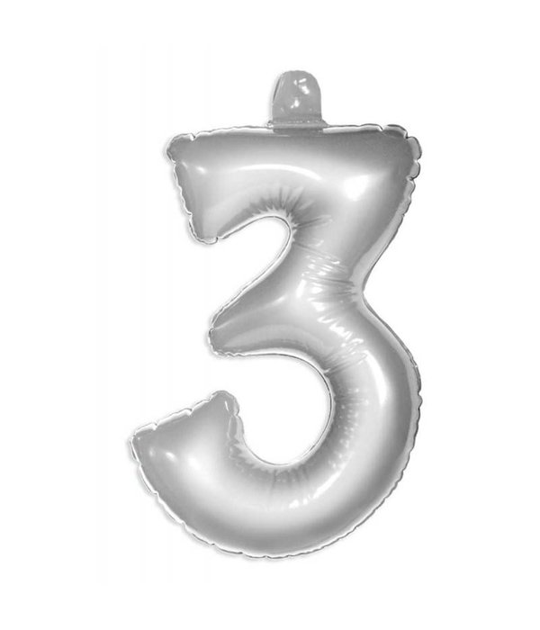 Opblaascijfer 3 Zilver
