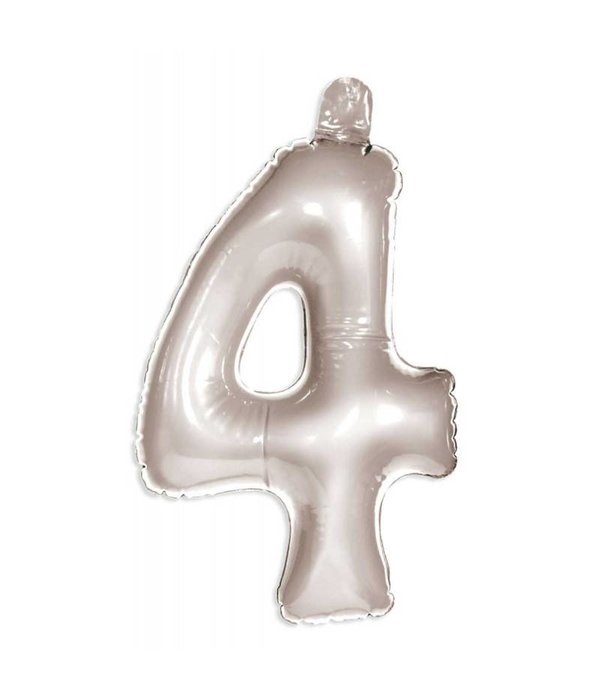 Opblaascijfer 4 zilver