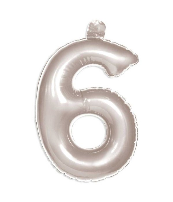Opblaascijfer 6 zilver