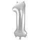 Zilveren Folieballon Cijfer 1 - 86 cm