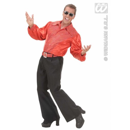 Rood shirt pailletten man