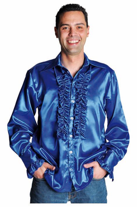 Rouches blouse luxe kobalt afbeelding