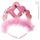Tiara roze pailletten met marabou en 3 stenen