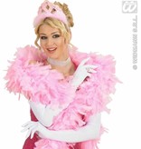 Tiara roze pailletten met marabou en 3 stenen