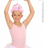 Tiara roze pailletten met marabou en 3 stenen
