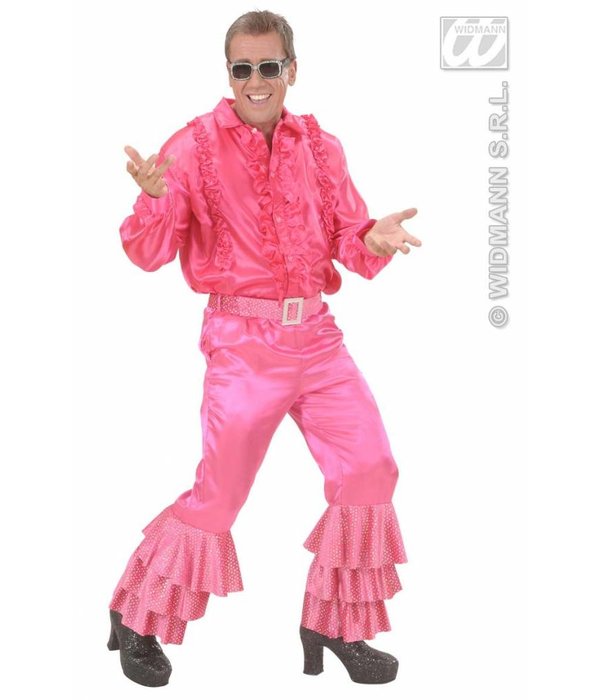 Roze broek satijn met pailletten man