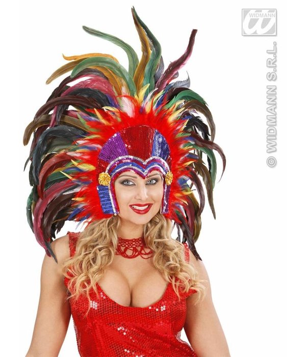 Hoofdband tropicana met pailletten en veren