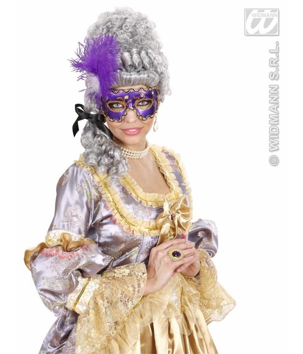 Oogmasker paars met veren