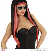 Gothic glamour pruik zwart/rood