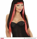 Gothic glamour pruik zwart/rood
