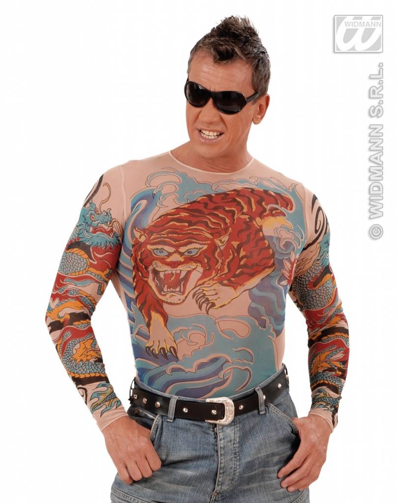 Tattoo shirt tijger en draak afbeelding
