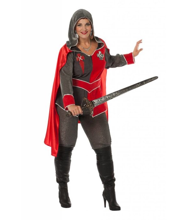 Ridderdame Gwen grijs/rood