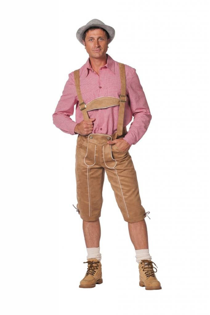 Wilbers & Wilbers - Boeren Tirol & Oktoberfest Kostuum - Derk De Perk Tirolerhose De Luxe - Man - bruin - Maat 54 - Bierfeest - Verkleedkleding