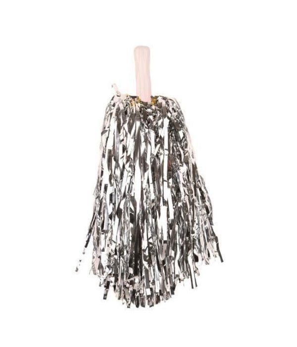 Pompom zilver stick