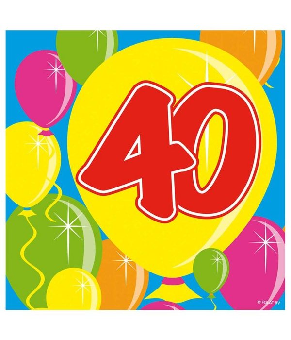 40 Jaar Servetten Balloons 25x25cm - 20 stuks