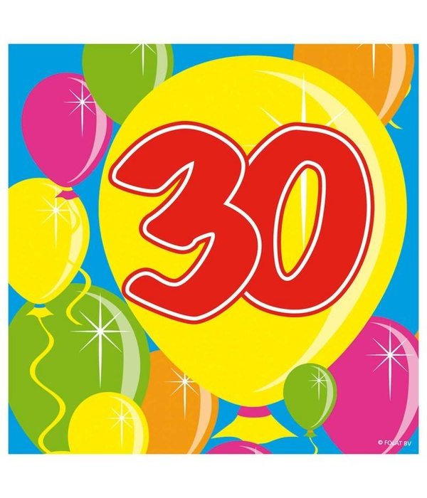 30 jaar servetten balloons - 20 stuks