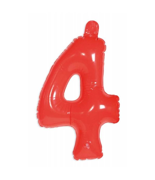 Opblaascijfer 4 rood