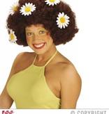 Krulpruik Daisy bruin oversized met bloemen