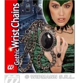 Gothic polsketting met zwart gem medaillon