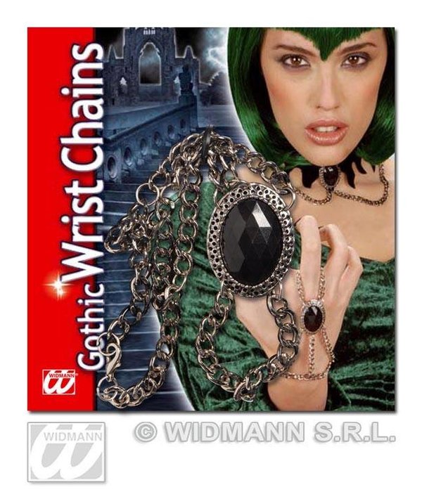 Gothic polsketting met zwart gem medaillon