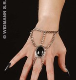 Gothic polsketting met zwart gem medaillon