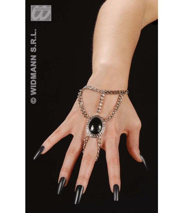 Gothic polsketting met zwart gem medaillon