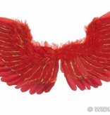 Vleugels rood met zilver glitter 86x42cm