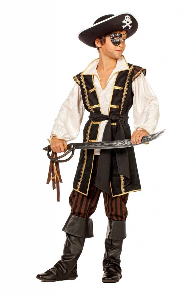 Wilbers & Wilbers - Piraat & Viking Kostuum - Le Buckanier Bruine Piraat - Jongen - Bruin - Maat 116 - Carnavalskleding - Verkleedkleding