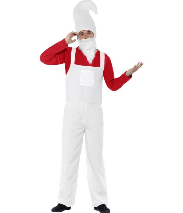 Kabouter kostuum man wit/rood