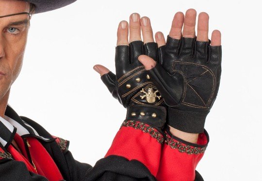 Vingerloze handschoenen skaileer met doodshoofd zwart
