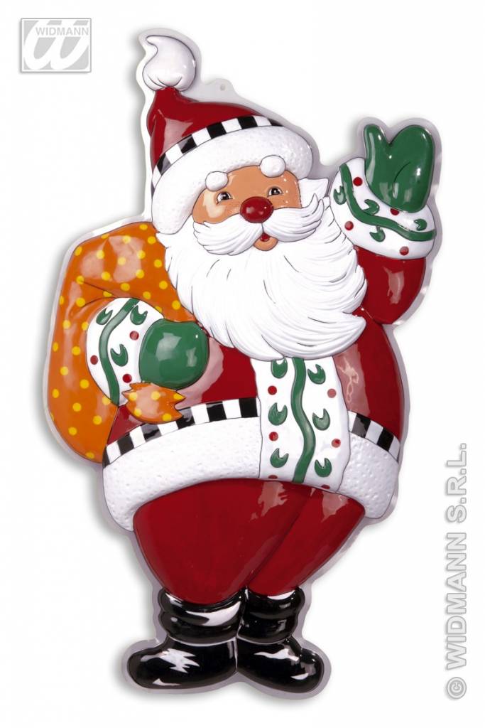 Wanddecoratie kerstman met zak