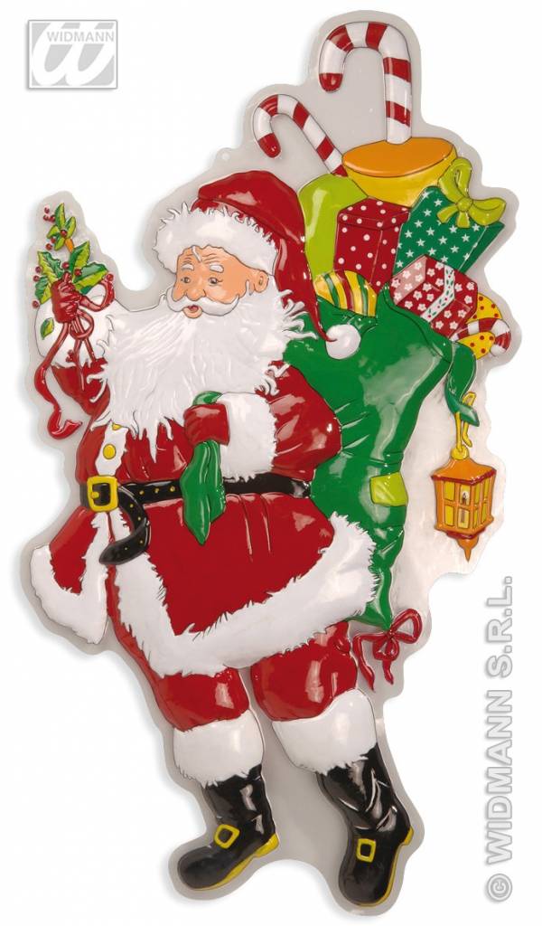 Wanddecoratie kerstman met zak en laurier