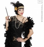 1920's pailletten hoofdband goud met bloem en veren