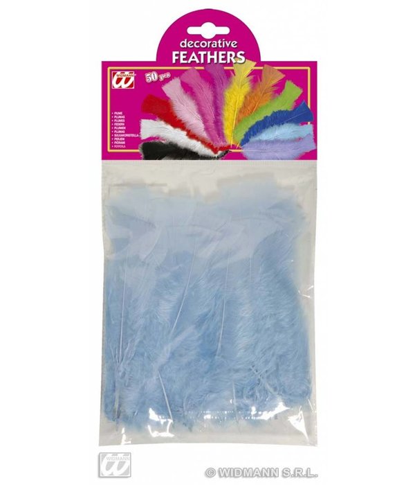 Zakje met 50 veertjes lichtblauw