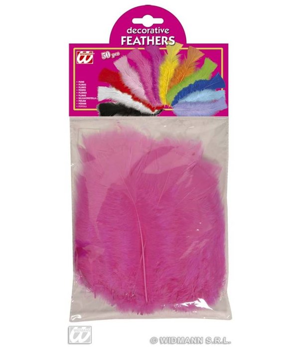 Zakje met 50 veertjes roze