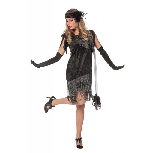Jaren 20 jurkje zwart de luxe