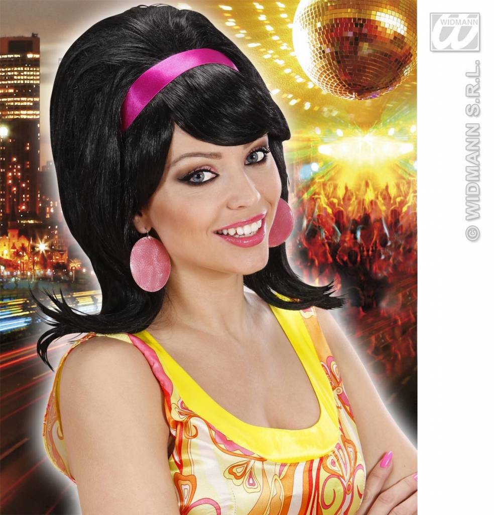 Pruik 60&apos;s modieus zwart afbeelding