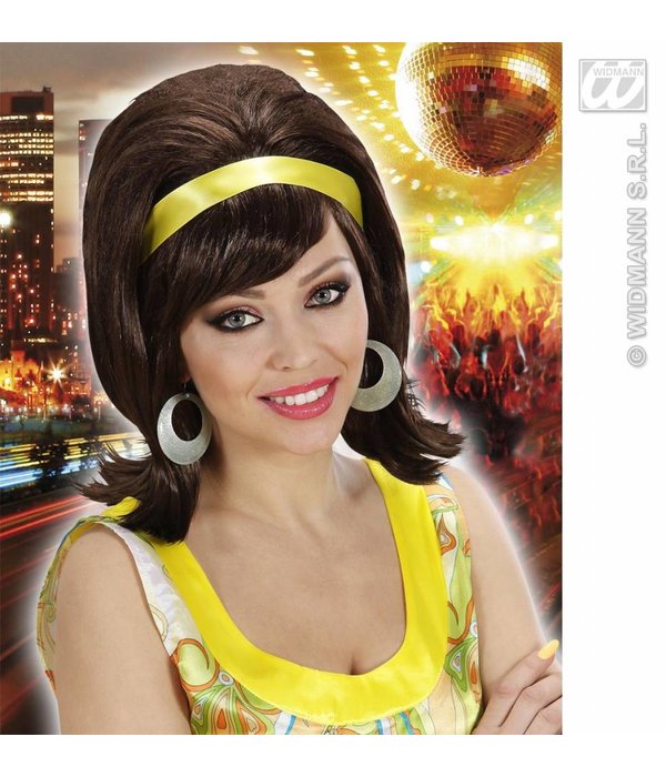 Pruik 60's modieus bruin