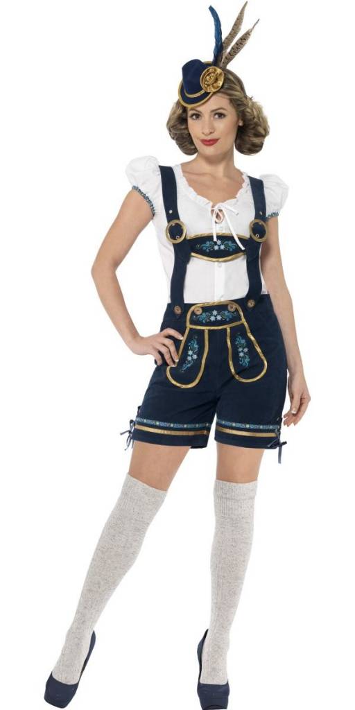 Traditionele Oktoberfest kostuum blauw vrouw
